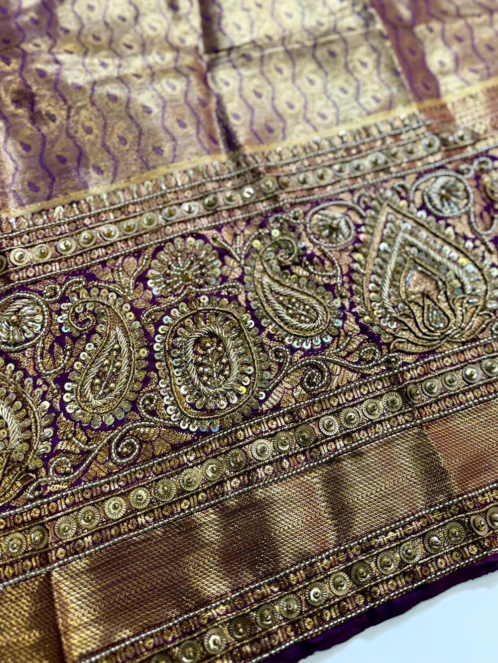 Light Green Dharmavaram Silk Saree With Maggam Blouse