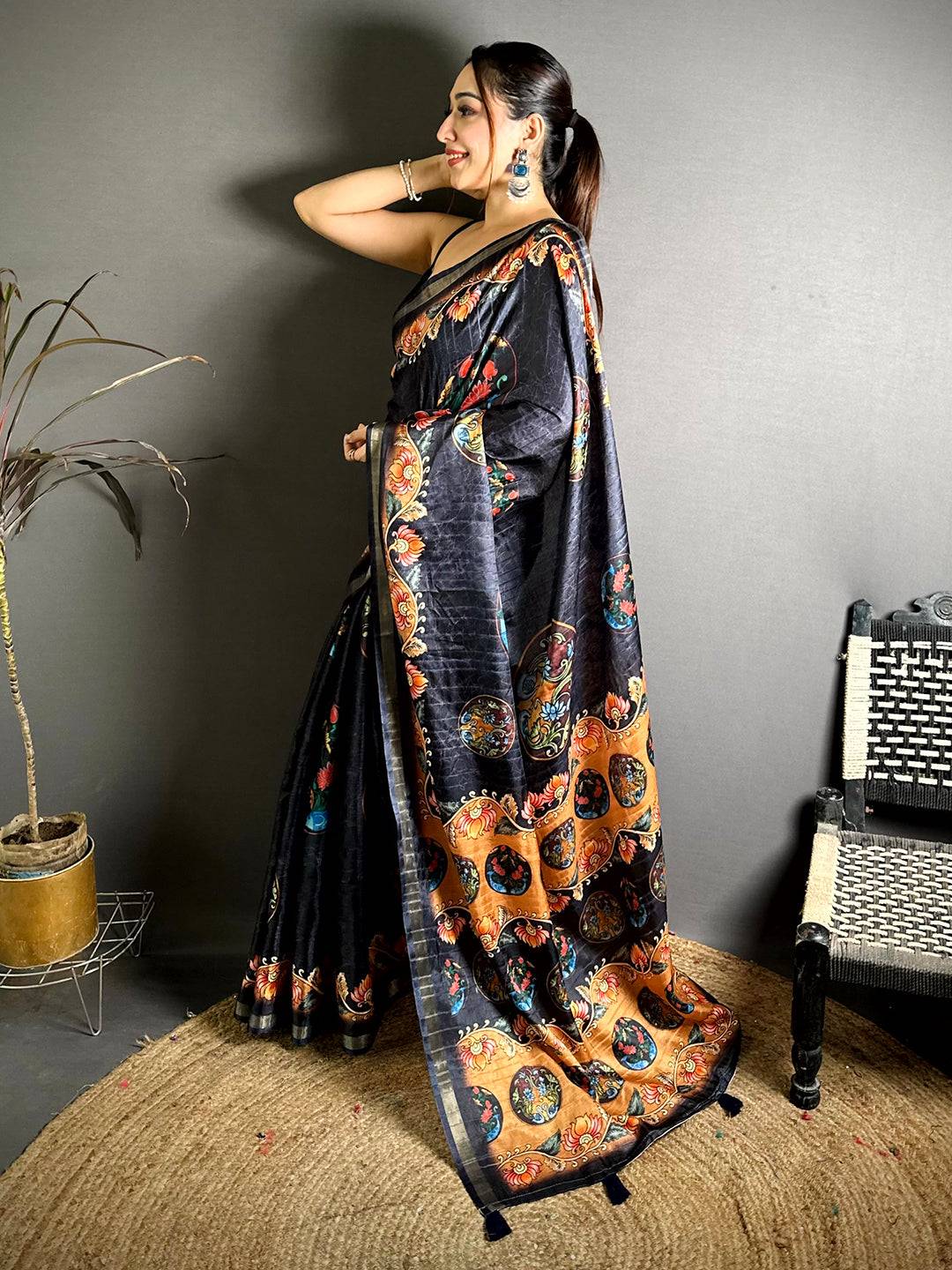 Radiant Ghicha Silk Printed Tussar Saree