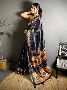Radiant Ghicha Silk Printed Tussar Saree