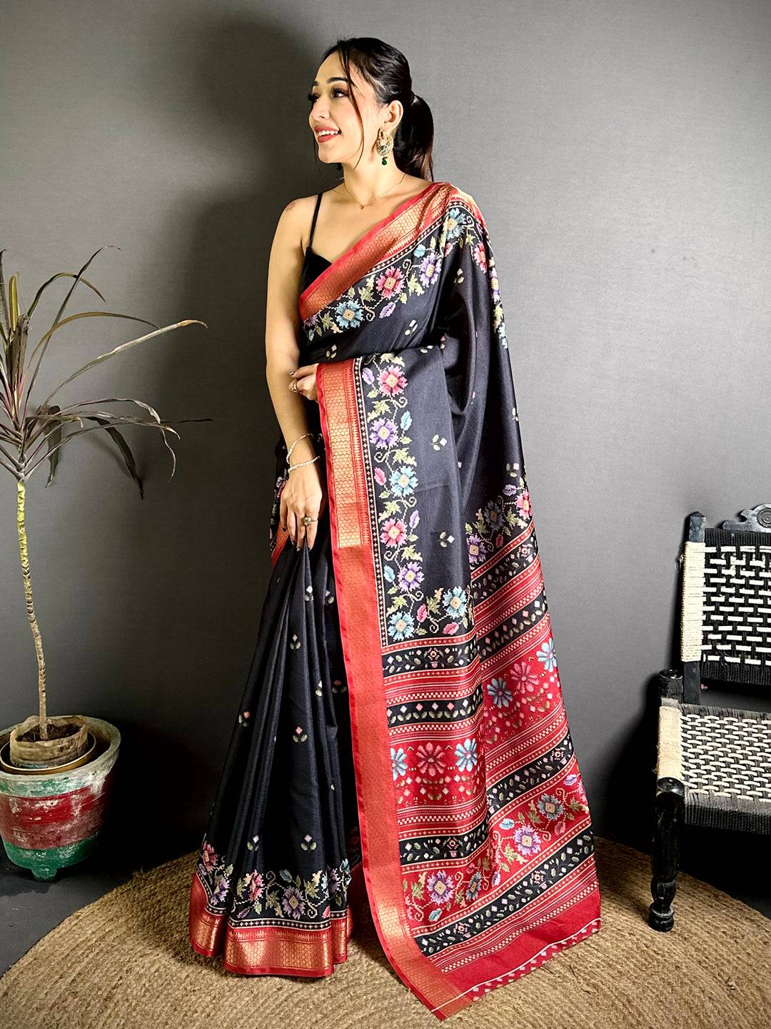Elegant Tussar Gold Zari Embroidered Saree