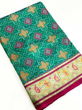 Sky Soft Silk Saree With Patola Weaving
