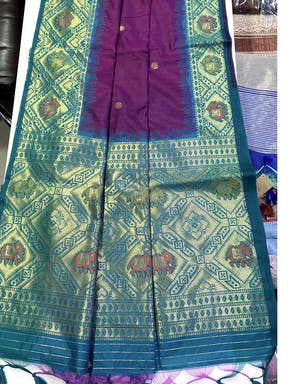 Royal Purple Silk Zari Weaving Saree