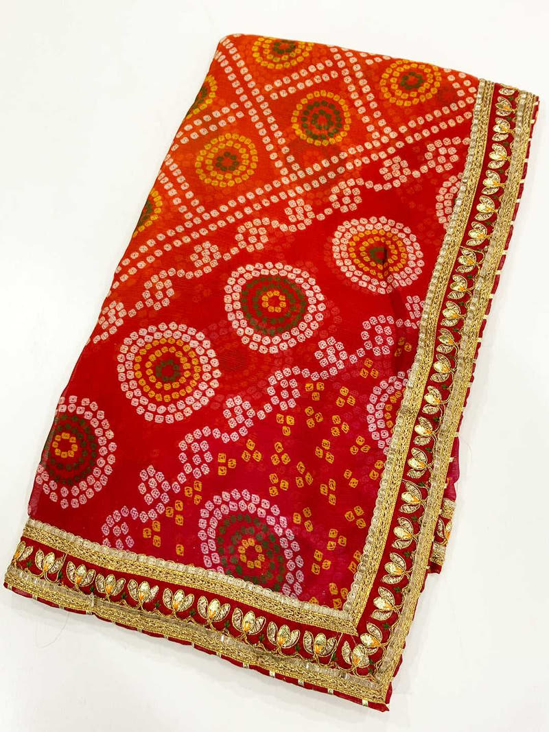 Royal Foil Bandhani Chiffon Saree