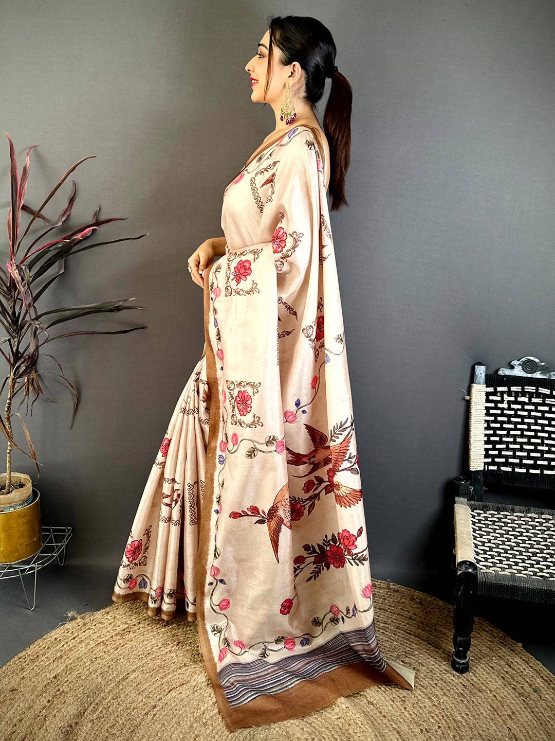 Regal Kalamkari Art Tussar Saree