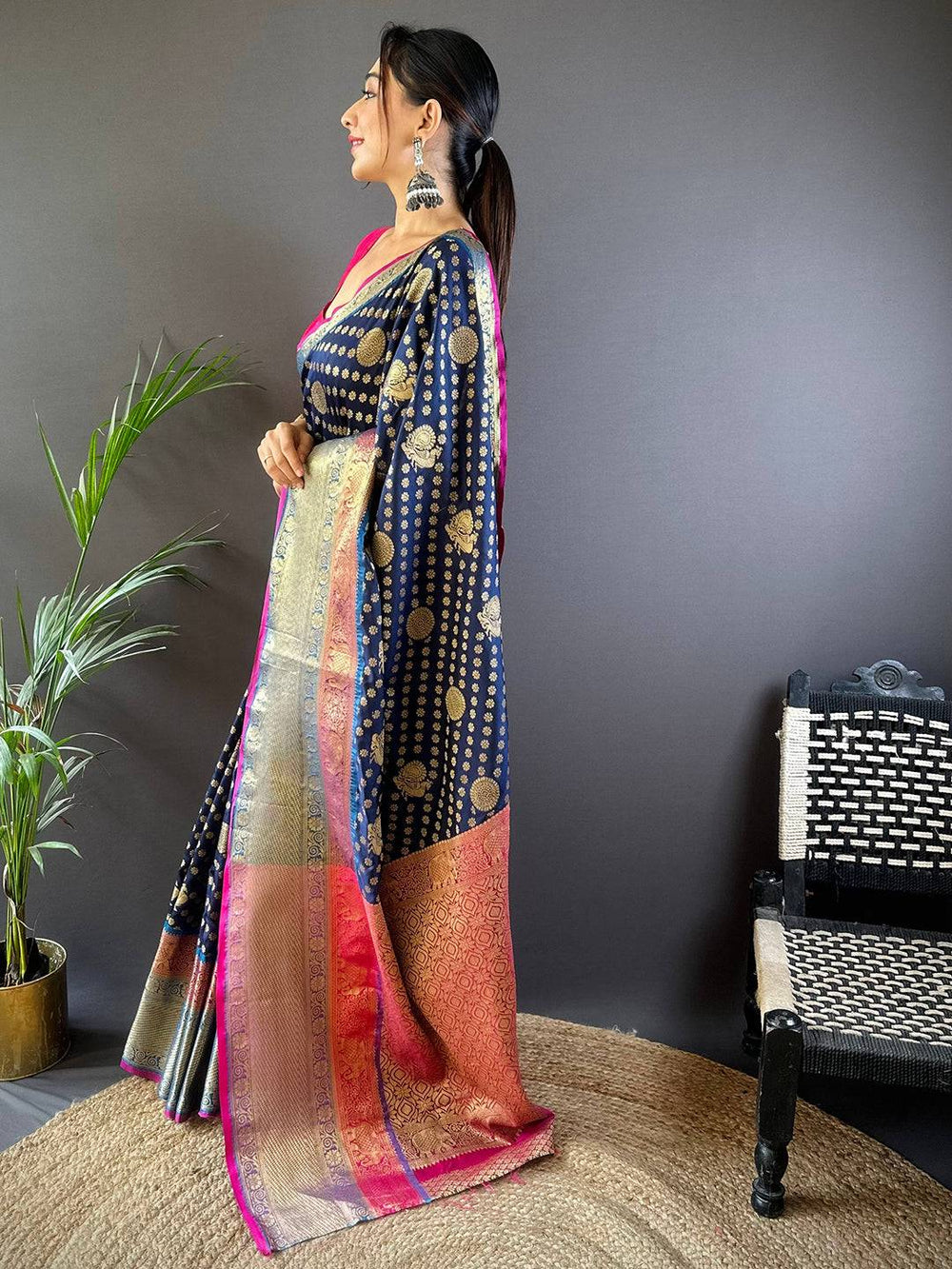 Regal Radiance Banarasi Polka Zari Saree