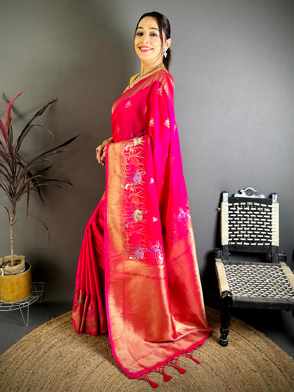 Royal Minakari Satin Silk Saree