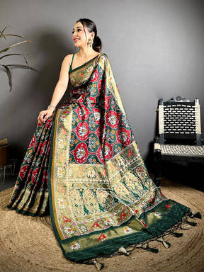 Green Patola Weave Soft Sami Silk Saree