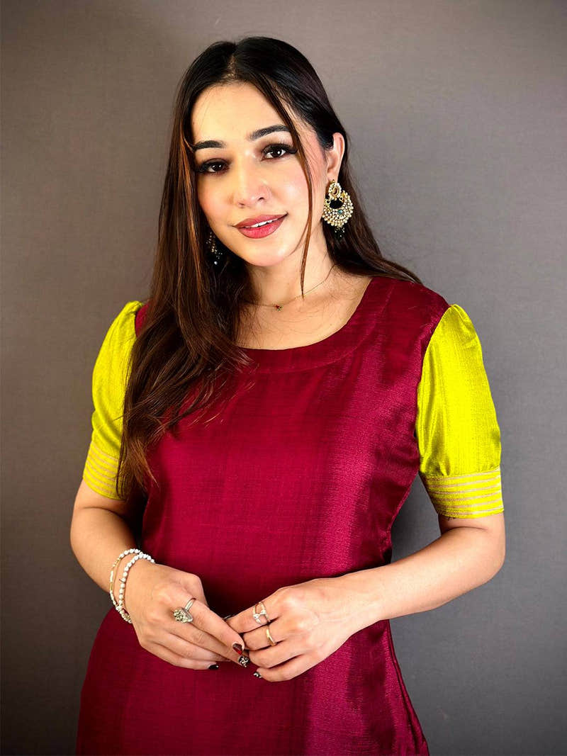 Radiant Wine Soft Kota Crepe Kurti