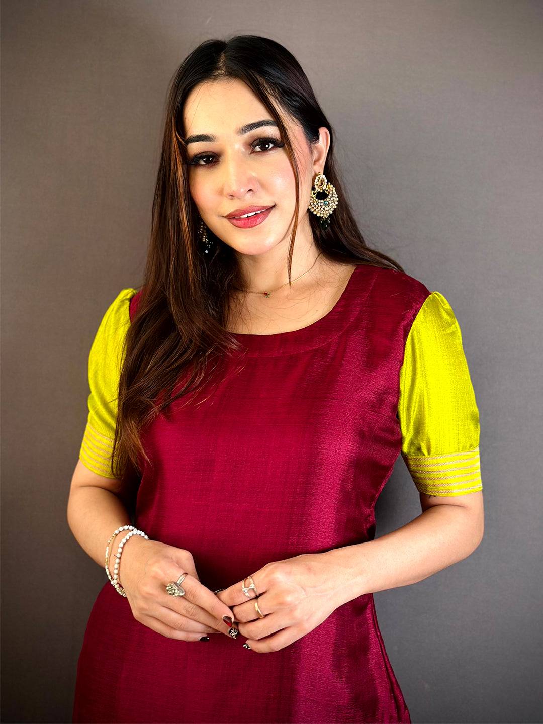 Radiant Wine Soft Kota Crepe Kurti
