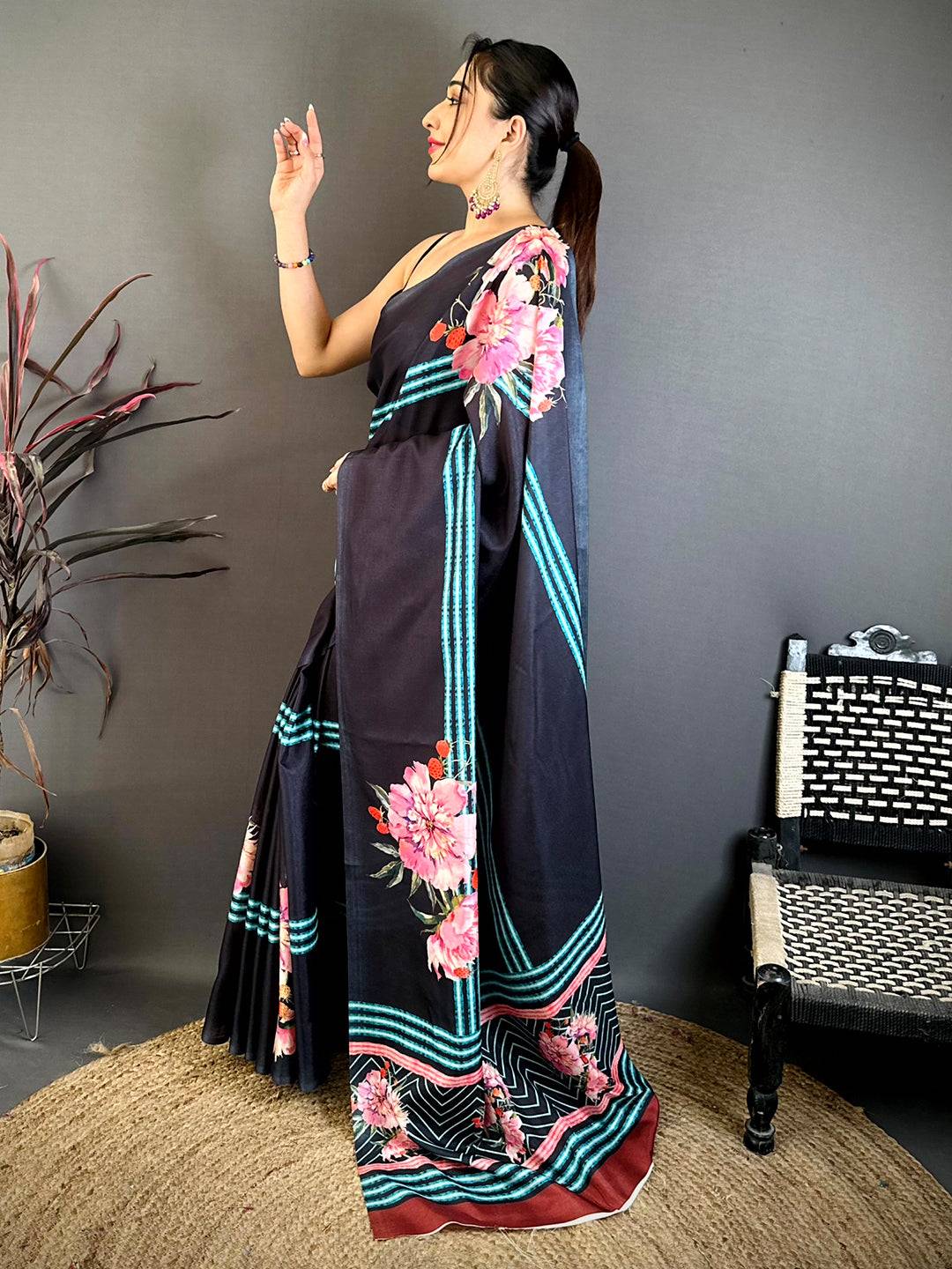 Heritage Floral Shibori Print Saree