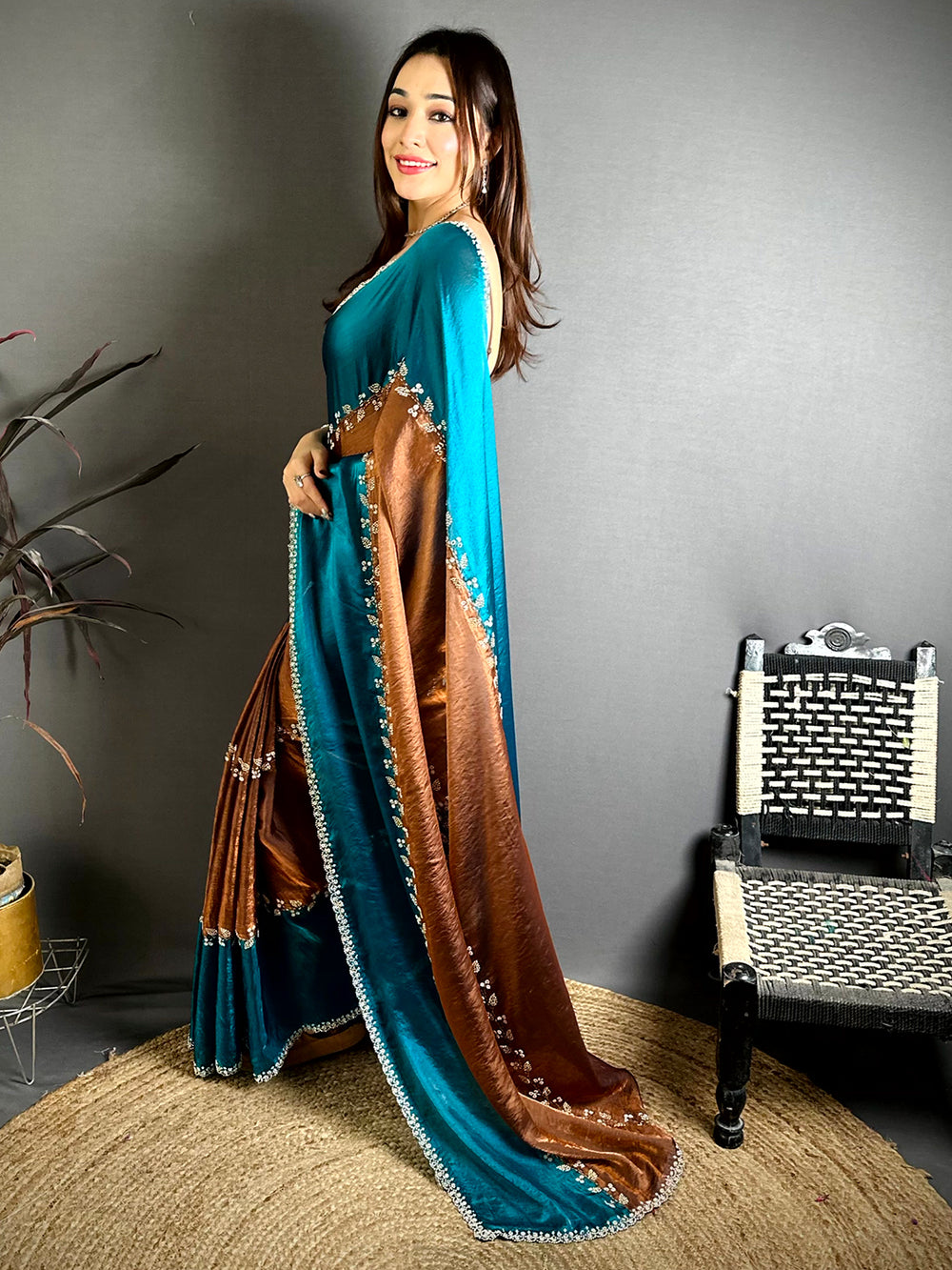 Artistic Peal Satin Tissue Saree