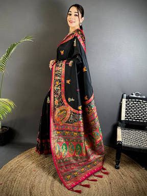 Radiant Kashmiri Pashmina Minakari Saree