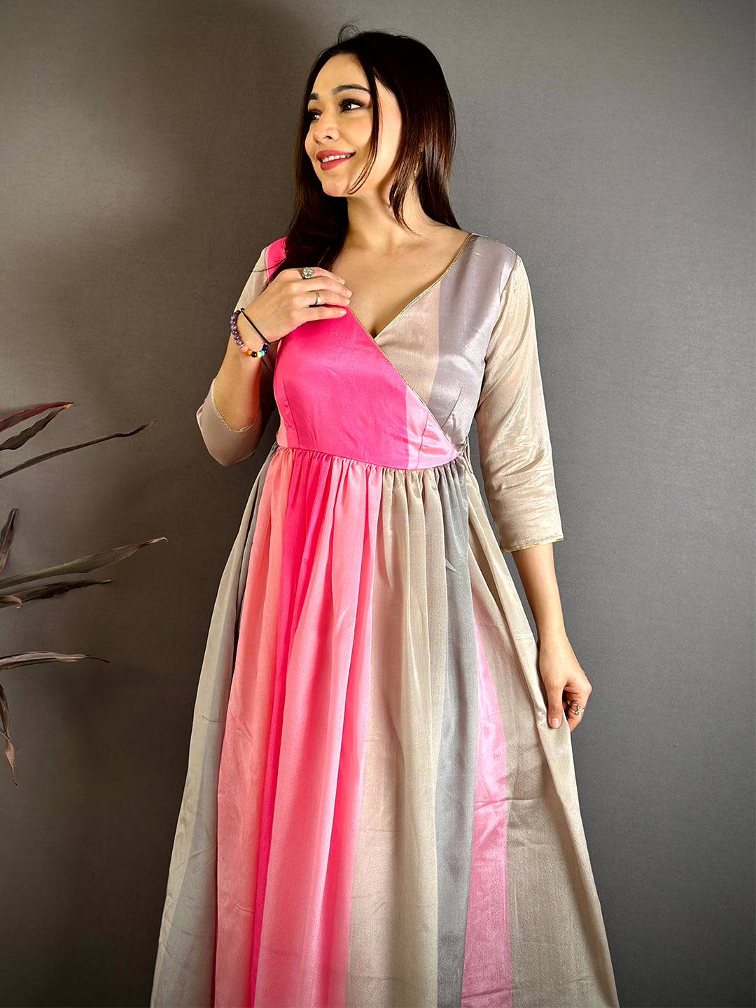 Modern Regal V Neck Dress