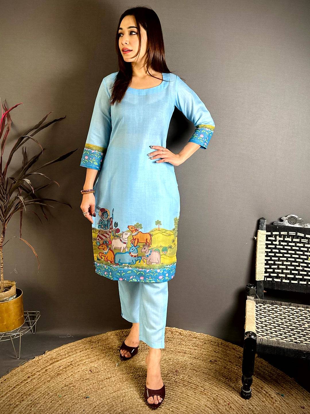 Opulent Kalamkari Round Neck Kurti


