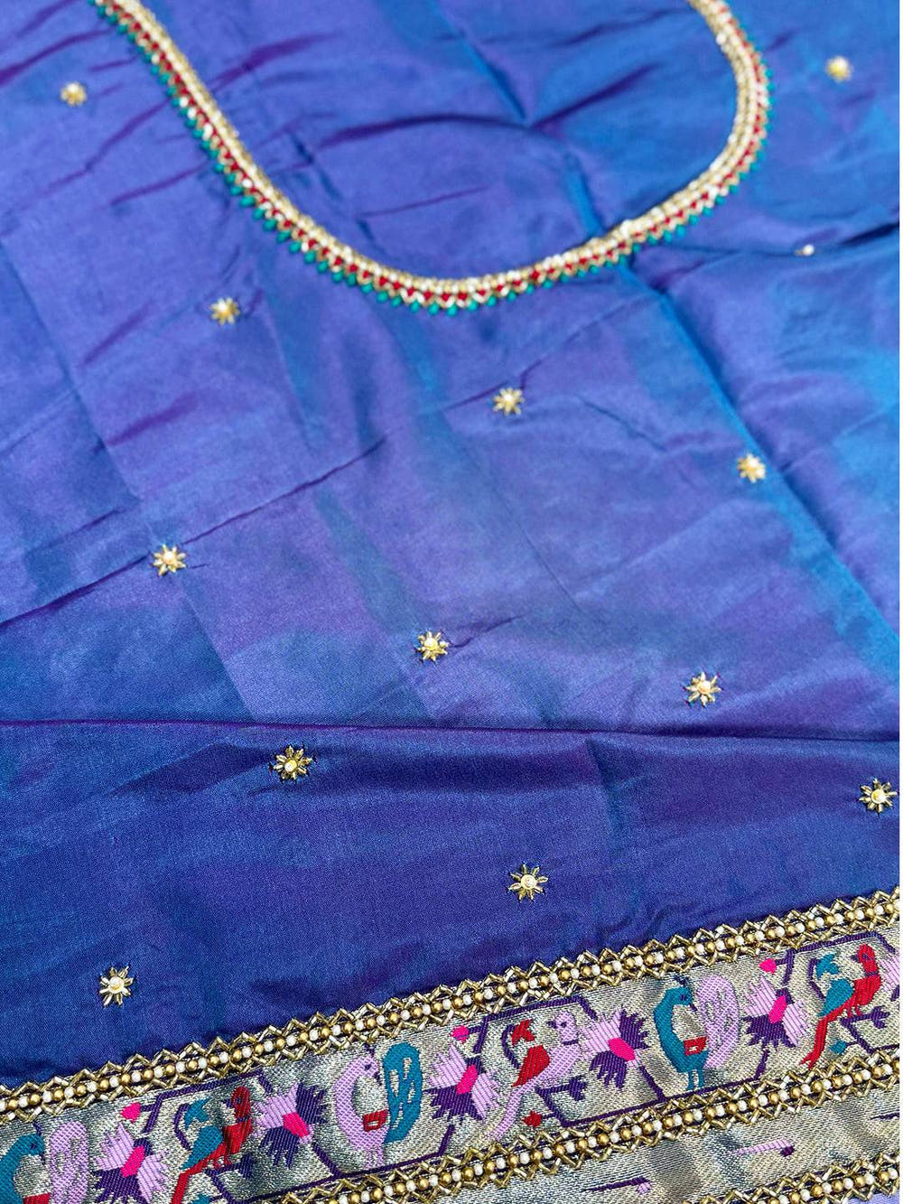 Light Lavender Patola Silk Zari Weaving Saree With Maggam Blouse