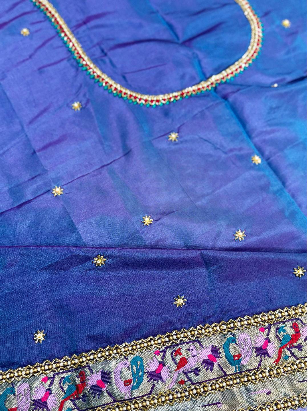 Light Lavender Patola Silk Zari Weaving Saree With Maggam Blouse