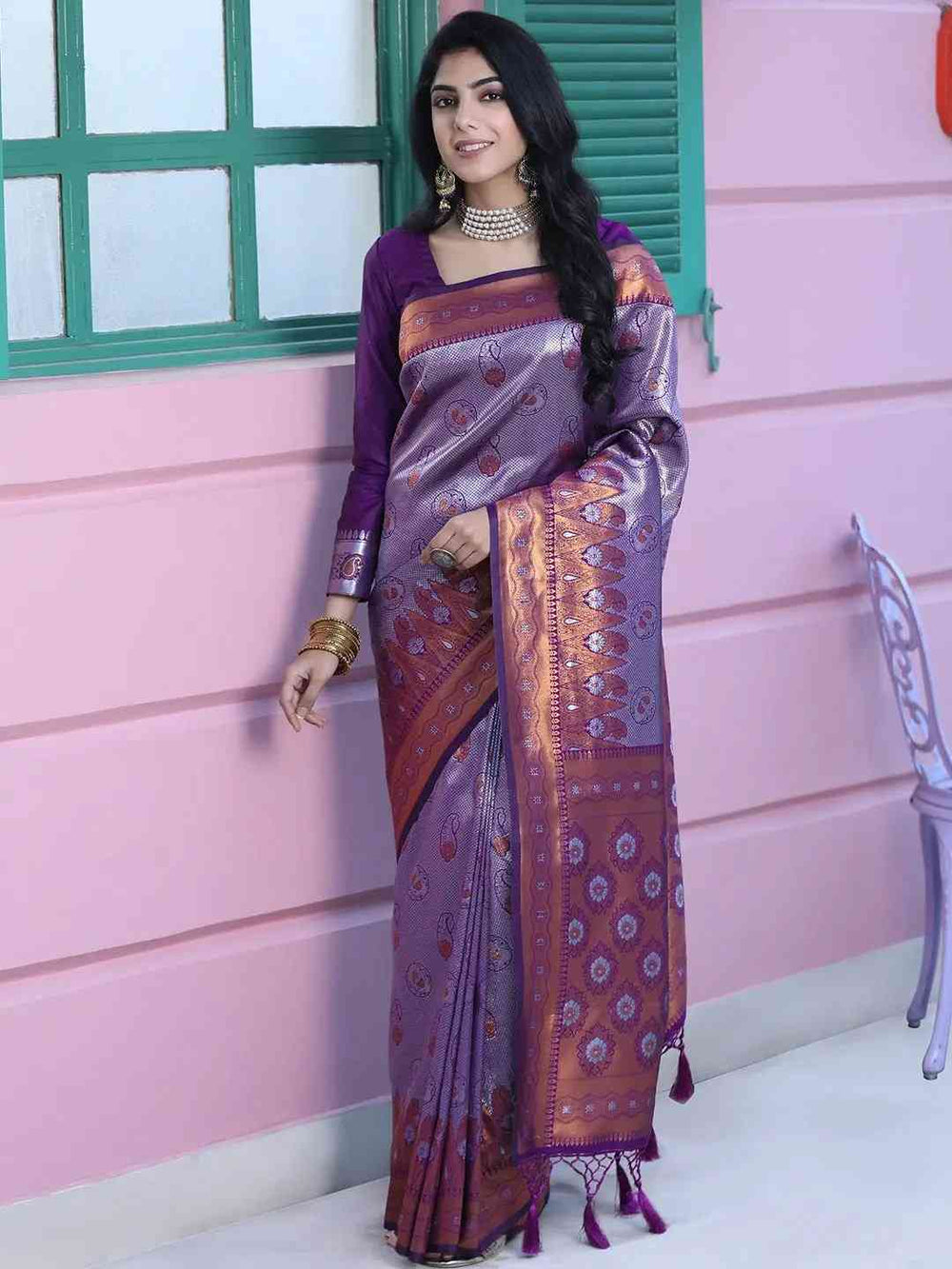 Kanjivaram Silk Saree With Zari Work 