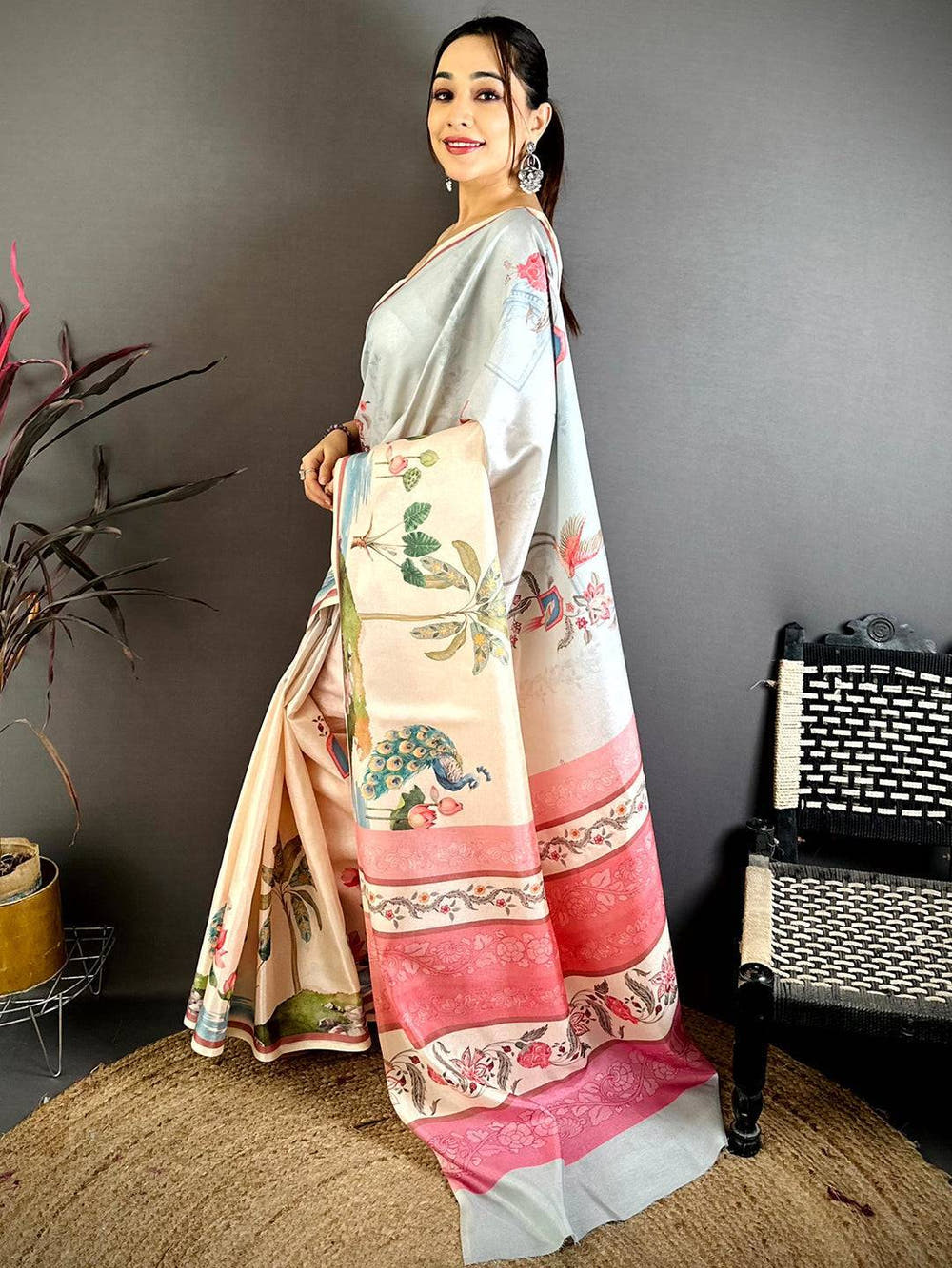 Stylish Manipuri Ombre Block Print Saree