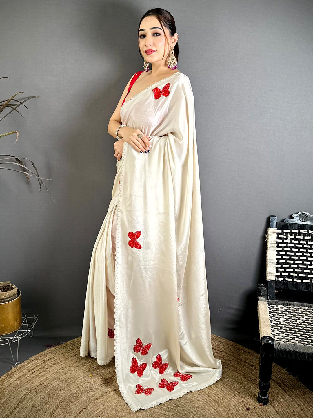 Regal Butterfly Bandhej Soft Chinnon Saree