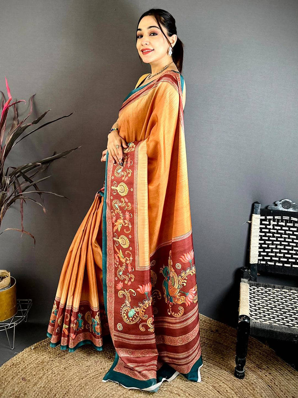 Classic Tanjore Peacock Border Saree