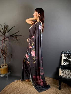 Stylish Diamond Stone Work Chinon Saree


