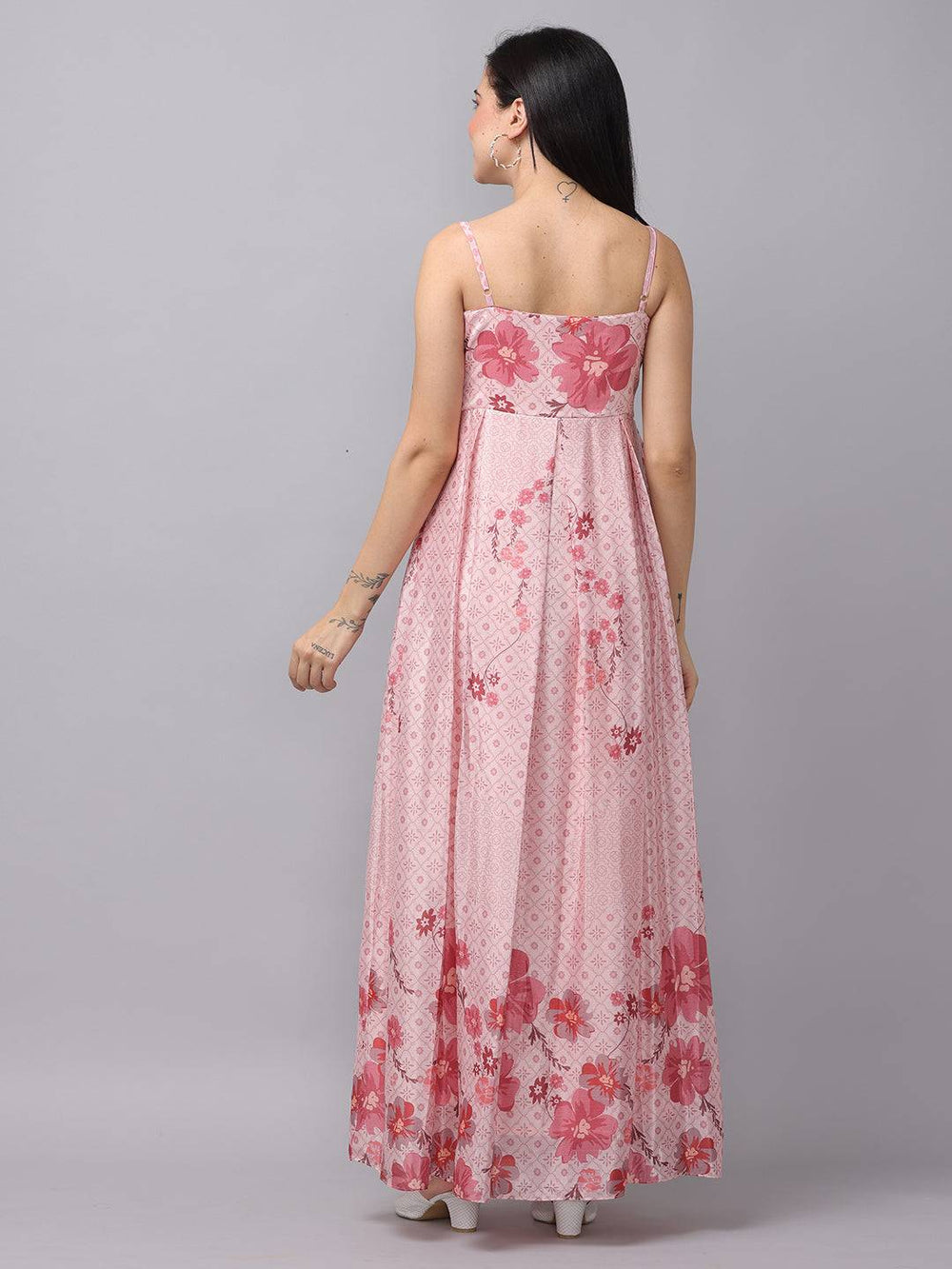 Pink floral Enchantment Corset Dress back view