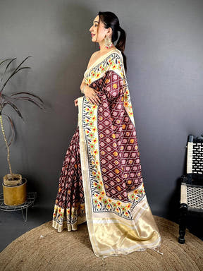 Celebrity Digital Ikkat Kanchi Silk Saree