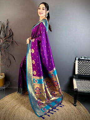 Elegant Minakari Gold Zari Silk Saree