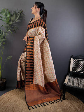 White Soft Banarasi Katan Silk Saree