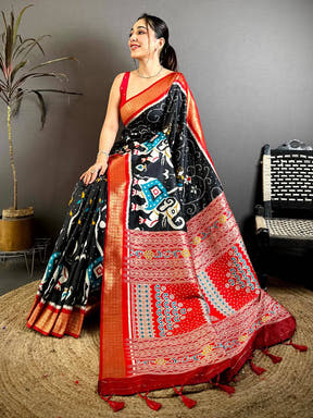 Opulent Soft Silk Ikkat Weaving Pattu Saree