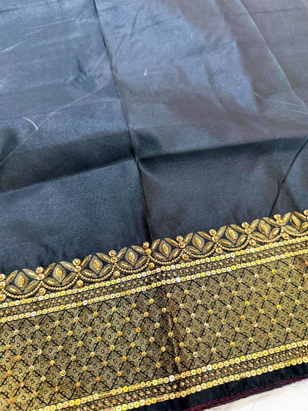 Stylish Banarasi Katan Silk Zari Saree With Maggam Blouse