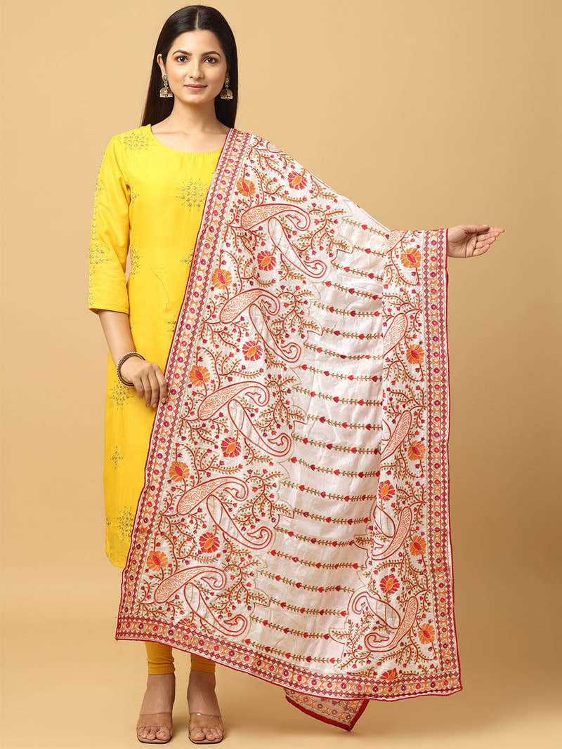 Ivory Rose Paisley Light Pashmina Dupatta