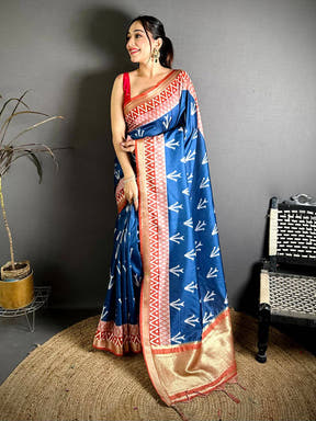 Classic Ikkat Gaji Lakda Patta Silk Saree