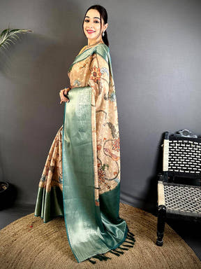Graceful Kota Doriya Kalamkari Printed Saree


