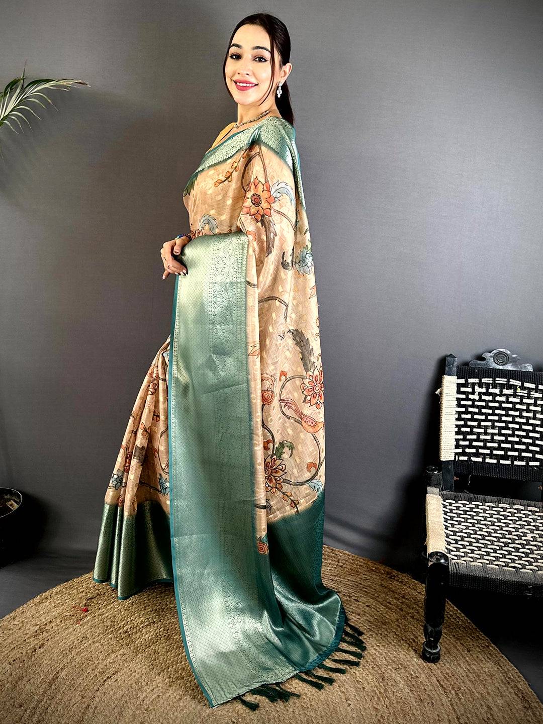 Graceful Kota Doriya Kalamkari Printed Saree


