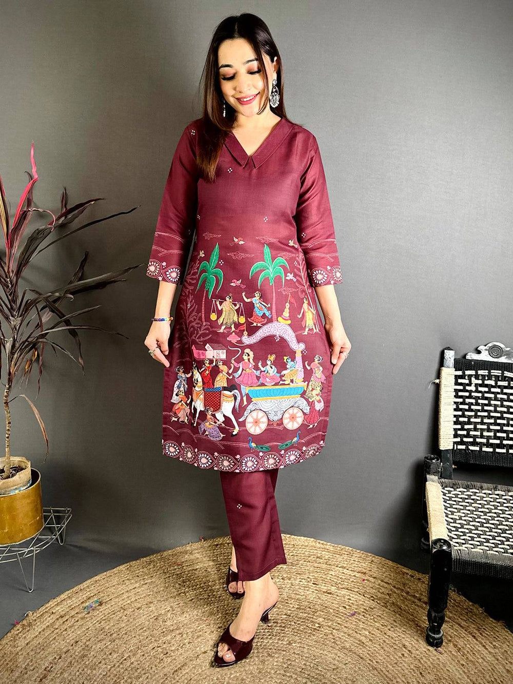 Pattachitra Print Mul Cotton Kurti