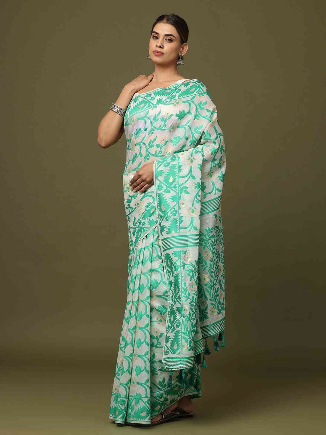  Dhakai Jamdani Cotton Silk Saree