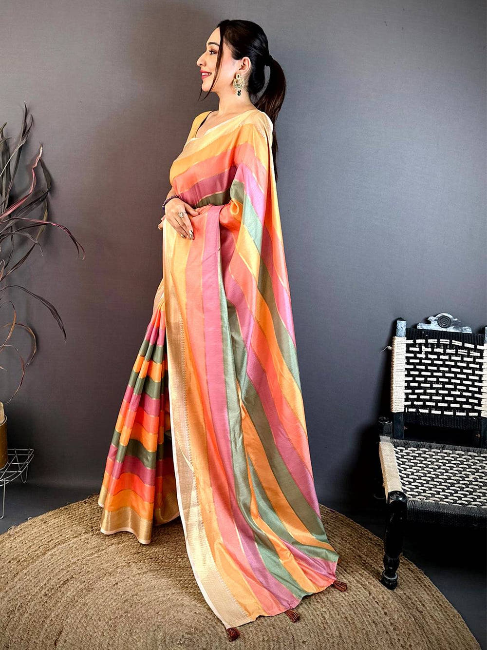 Radiant Tussar Rainbow Digital Print Saree