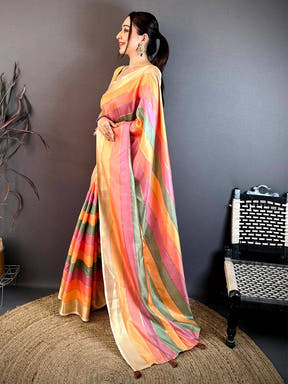 Radiant Tussar Rainbow Digital Print Saree