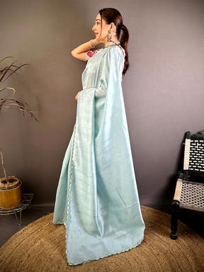 Tussar Silk Resham Embroidery Cutwork Saree