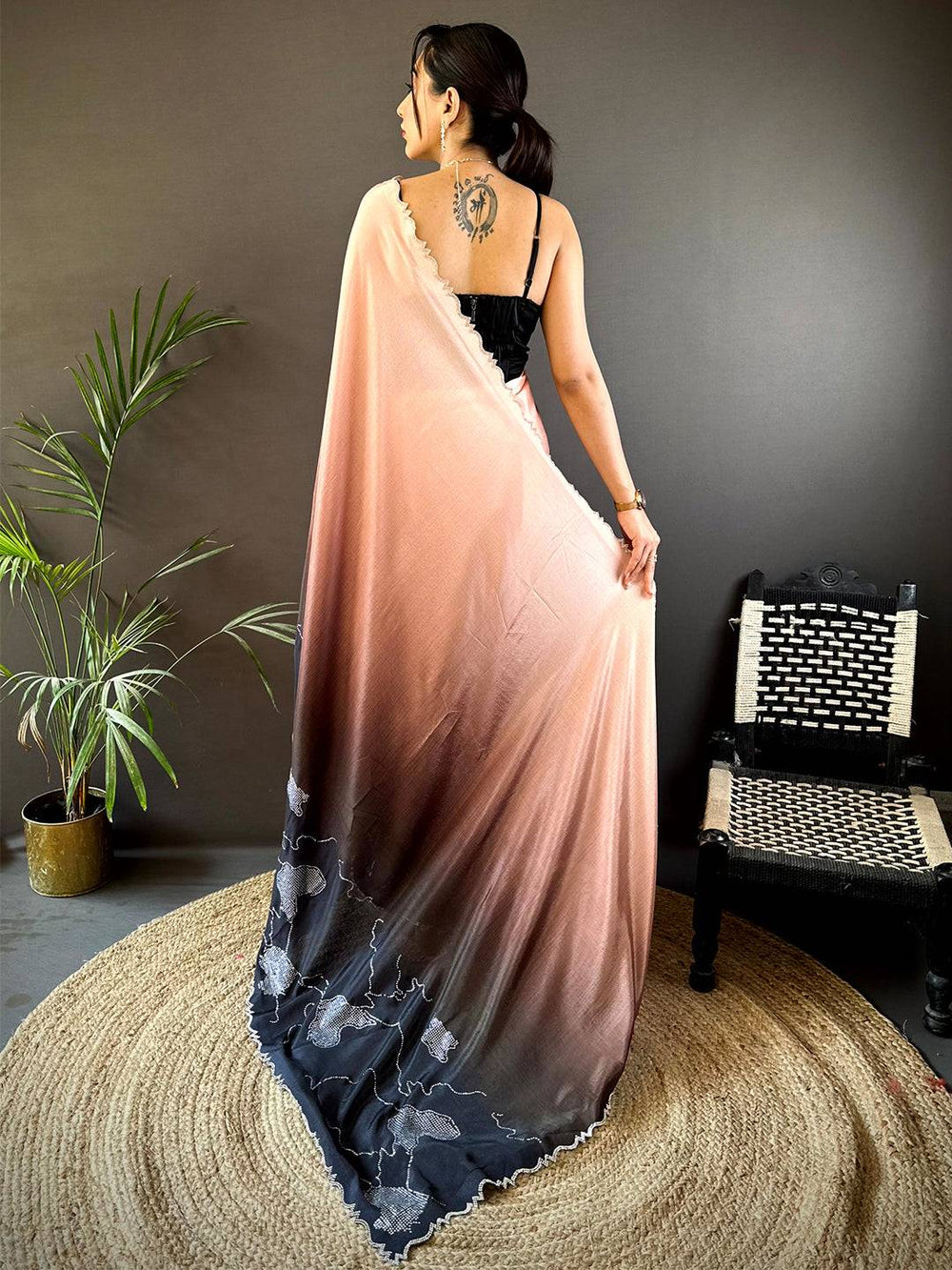 Radiant Cutwork Chinnon Saree