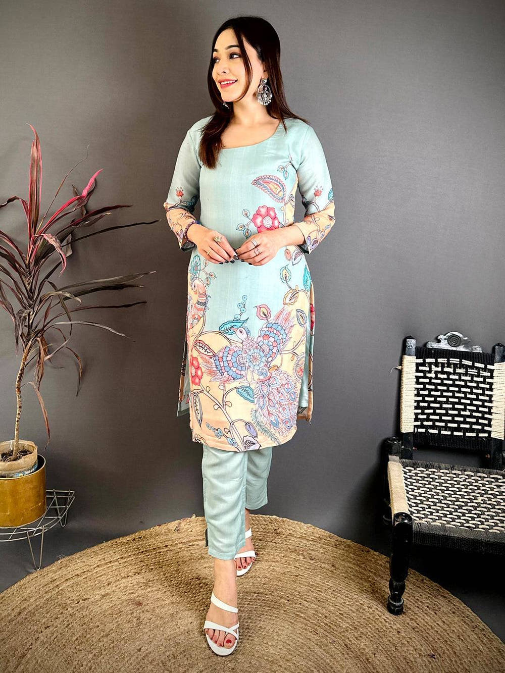 Mul Cotton Kalamkari Half D Neck Kurti