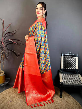 Heritage Soft Silk Digital Print Kanchi Saree