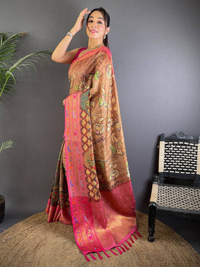 Heritage Kalamkari Printed Tissue Saree