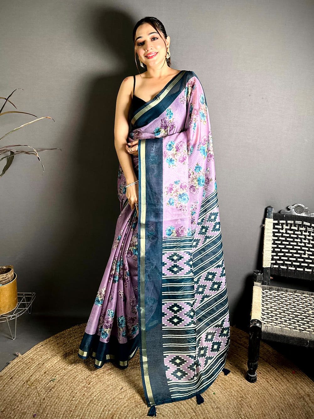 Radiant Kota Doriya Printed Floral Saree