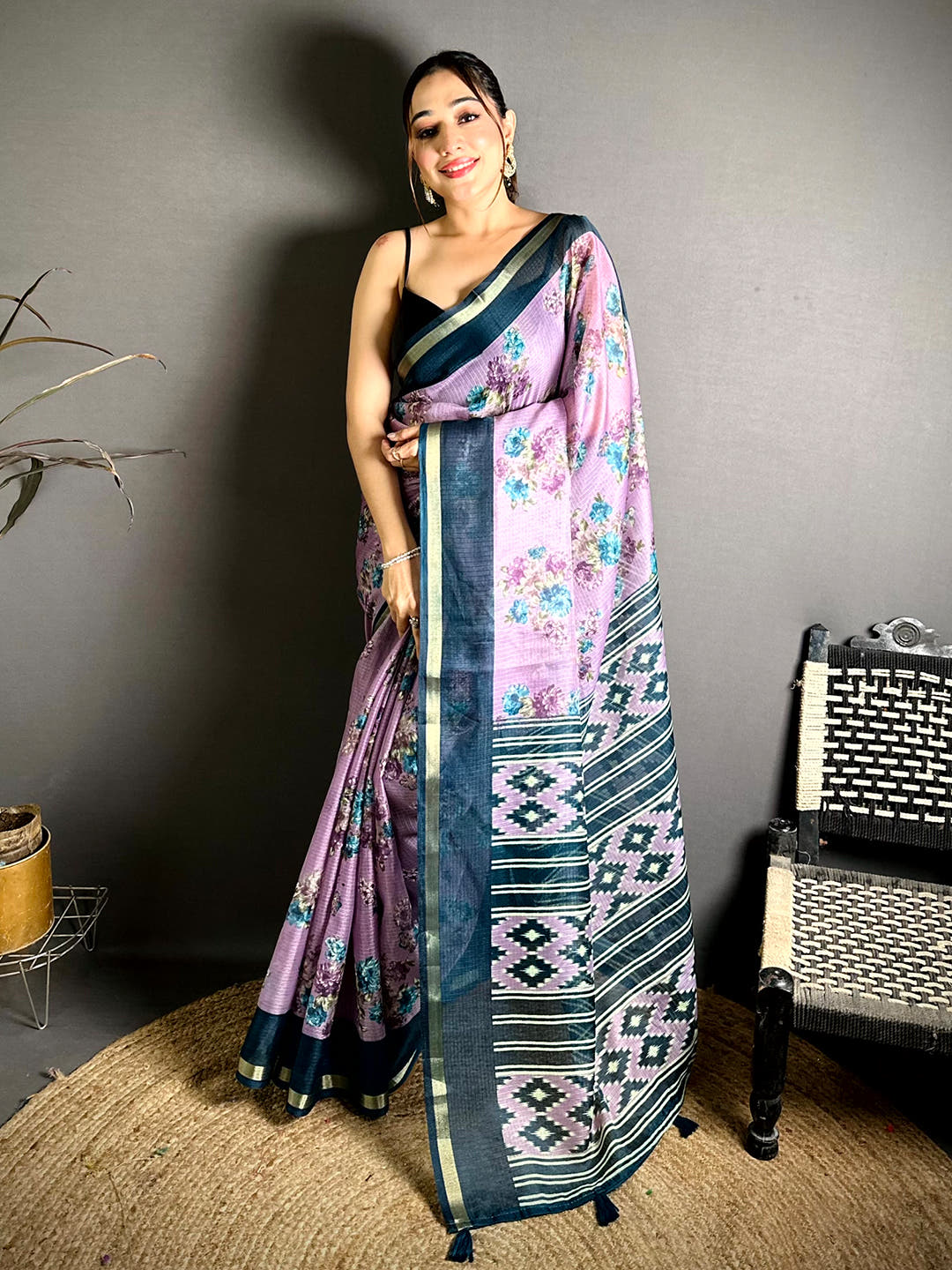 Radiant Kota Doriya Printed Floral Saree
