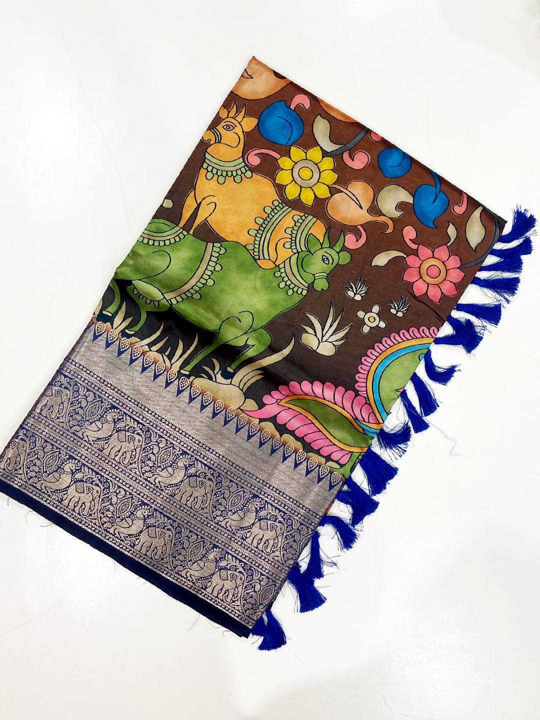 Majestic Multi Banarasi Silk Kalamkari Saree


