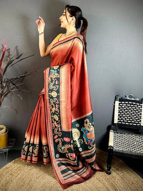 Vibrant Tanjore Peacock Border Saree