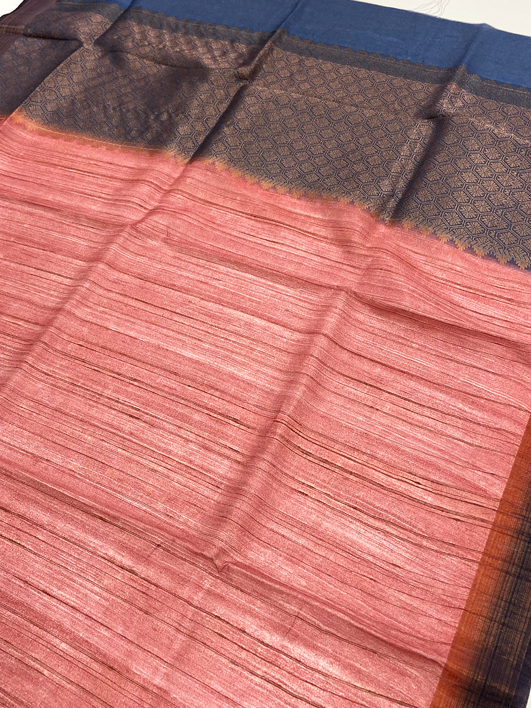 Rose Pink Tussar Ghicha Print Saree