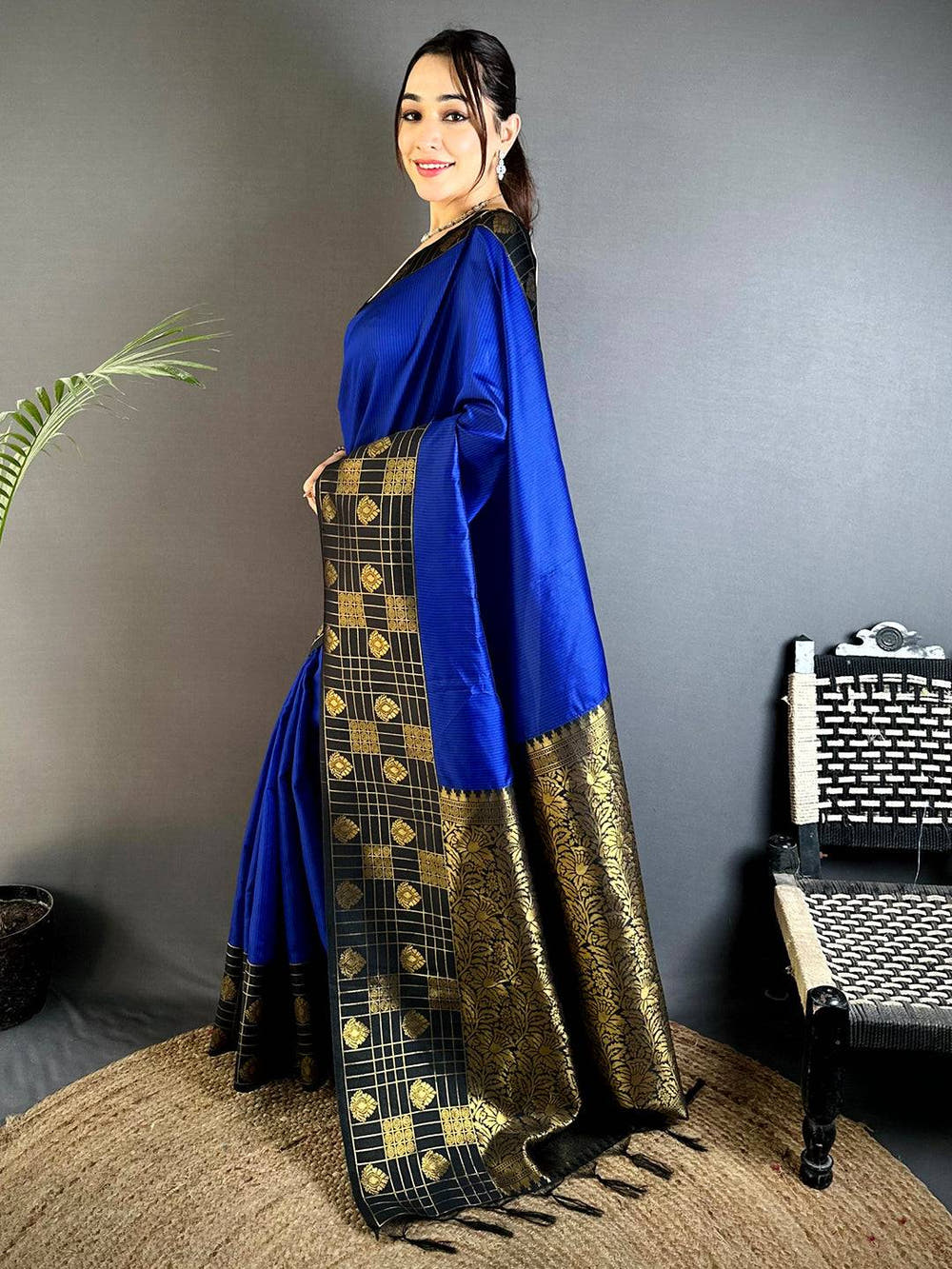 Black Gadwal Border Banarasi Katan Saree
